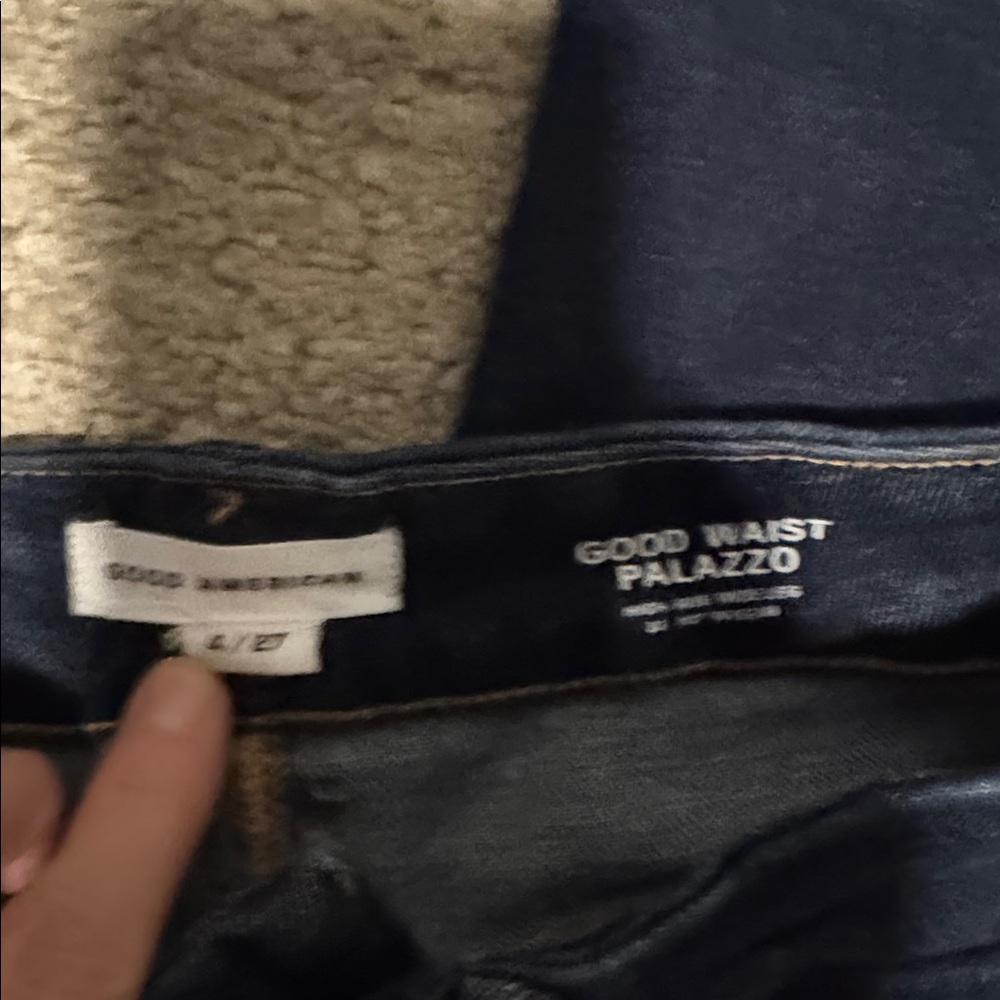Good American Good Waist Palazzo dark blue denim size 4/27 - Picture 7 of 7